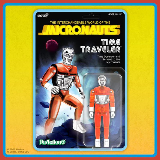 SUPER 7 MICRONAUTS WAVE 04 TIME TRAVELER ORANGE TRANSLUCENT REACTION+ ACTION FIGURE 10 cm