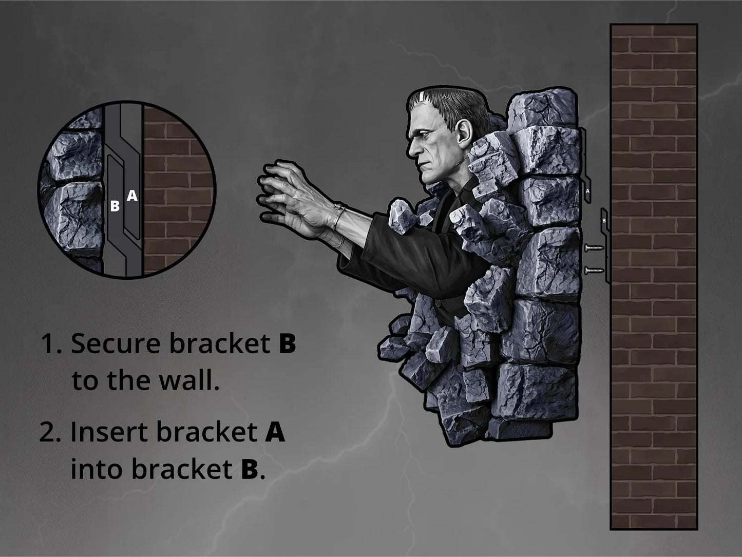 FRANKENSTEIN CLASSIC HORROR EDITION LIFESIZE WALL SCULPTURE