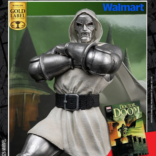 MCFARLANE TOYS 25 - MARVEL COLLECTION 1:6 WV8 DOCTOR DOOM #1 FUTURE FOUNDATION GOLD LABEL STATUA 28 cm