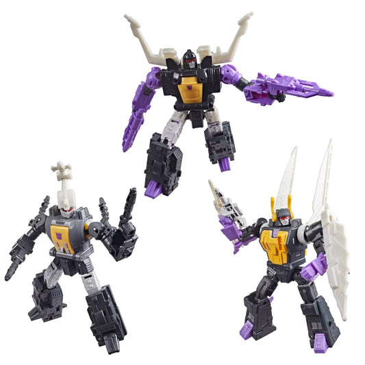 TRANSFORMERS THE MOVIE MTMTE INSECTICONS BOMBSHELL SHRAPNEL AND KICKBACK ACTION FIGURES