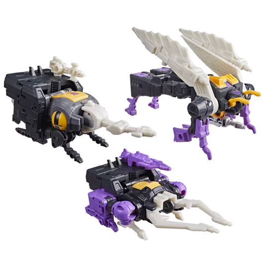 TRANSFORMERS THE MOVIE MTMTE INSECTICONS BOMBSHELL SHRAPNEL AND KICKBACK ACTION FIGURES