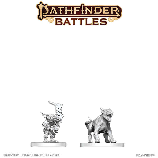 WIZKIDS PATHFINDER BATTLES DEEP CUTS GOBLIN COMMANDO & GOBLIN DOG MINI FIGURA 5 cm