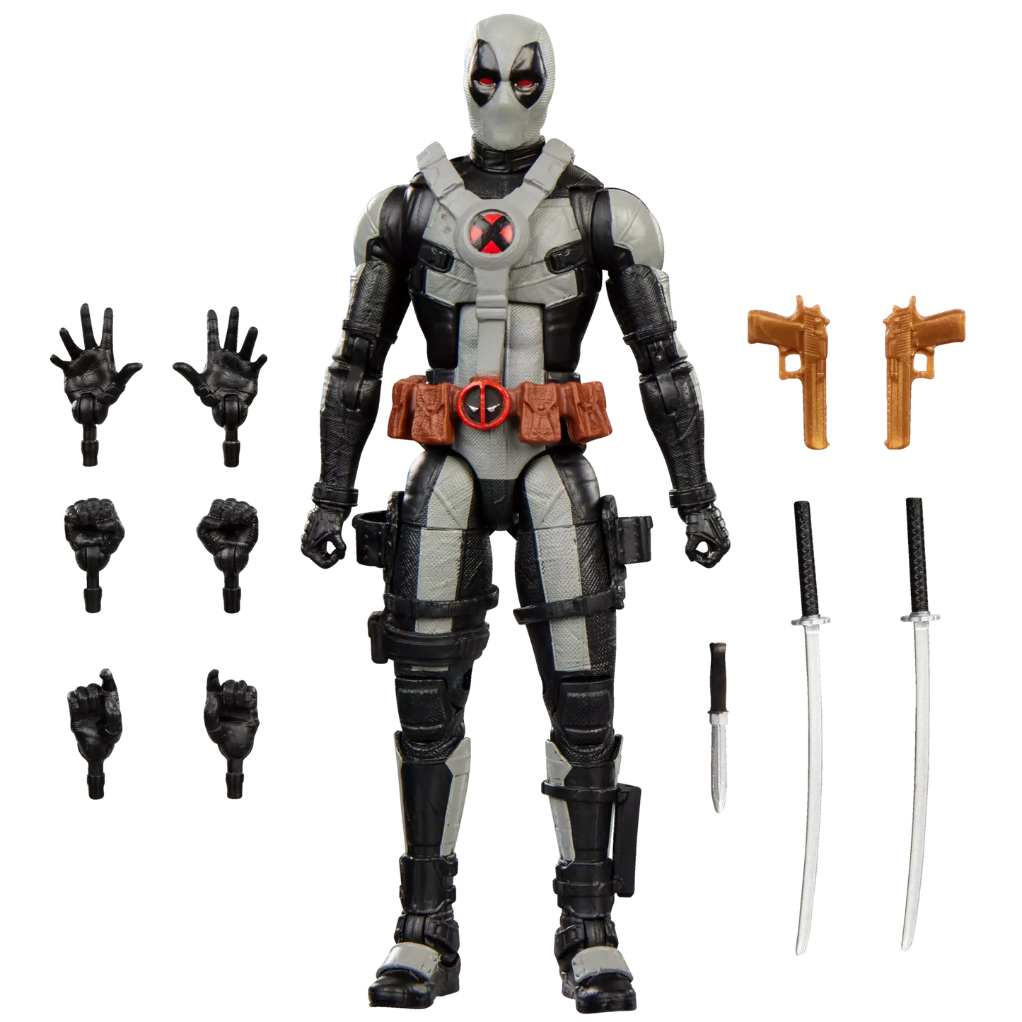 MARVEL LEGENDS DEADPOOL AND WOLVERINE DEADPOOL BLACK AND WHITE ACTION FIGURE