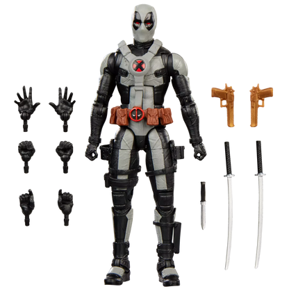 MARVEL LEGENDS DEADPOOL AND WOLVERINE DEADPOOL BLACK AND WHITE ACTION FIGURE