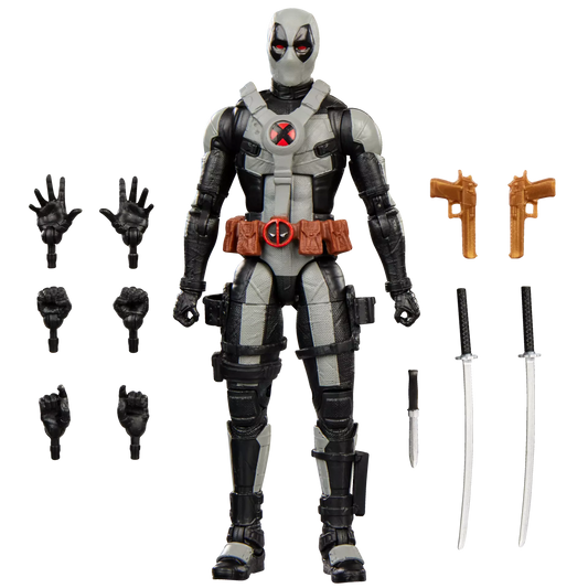 MARVEL LEGENDS DEADPOOL AND WOLVERINE DEADPOOL BLACK AND WHITE ACTION FIGURE