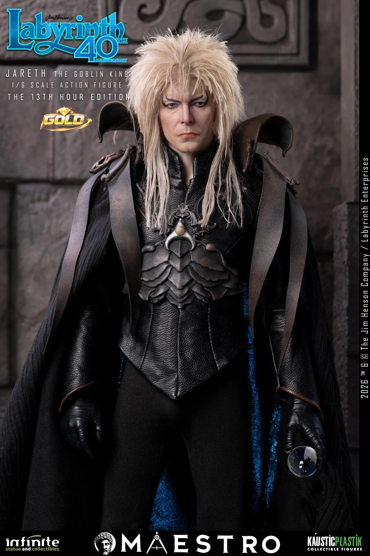 LABYRINTH JARETH THE GOBLIN KING 1/6 ACTION FIGURE THE 13TH HOUR EDITION GOLD