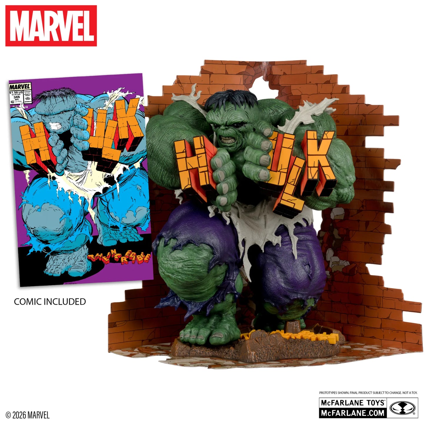 MCFARLANE TOYS 25 HULK - MARVEL COLLECTION 1:6 INCREDIBLE #345 GREEN HULK VARIANT STATUA 27 cm