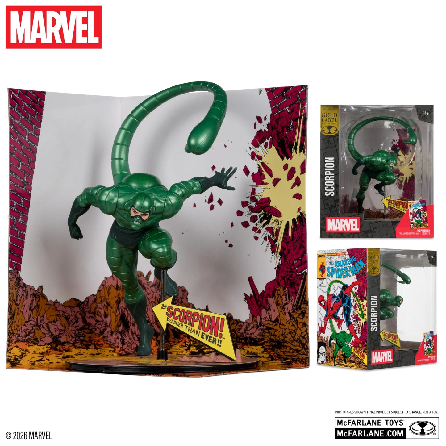 MCFARLANE TOYS 25 SPIDER-MAN - MARVEL COLLECTION 1:10 WV7 SCORPION (AMAZING #318) METALLIC FIGURA 20 cm