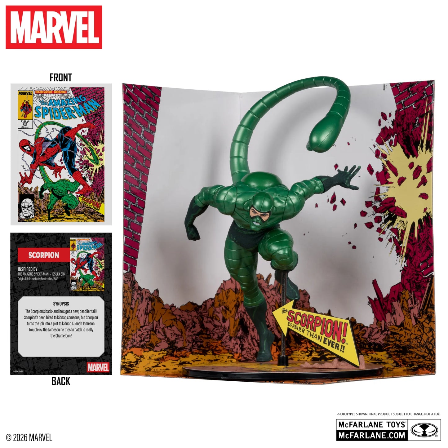 MCFARLANE TOYS 25 SPIDER-MAN - MARVEL COLLECTION 1:10 WV7 SCORPION (AMAZING #318) METALLIC FIGURA 20 cm