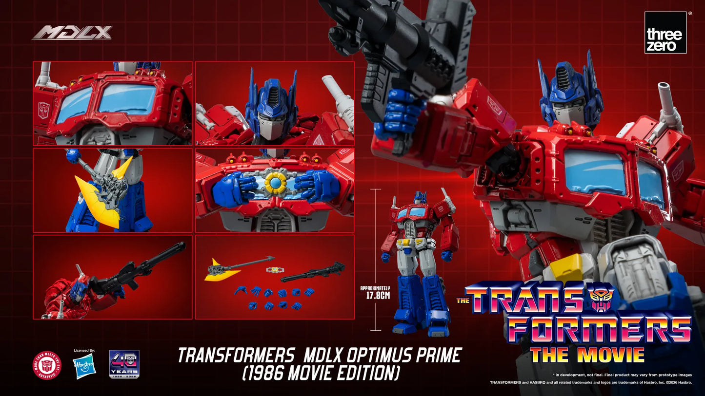 THREEA TOYS/THREEZERO OPTIMUS & PRIME - TRANSFORMERS MDLX 1986 MOVIE EDITION ACTION FIGURE 18 cm