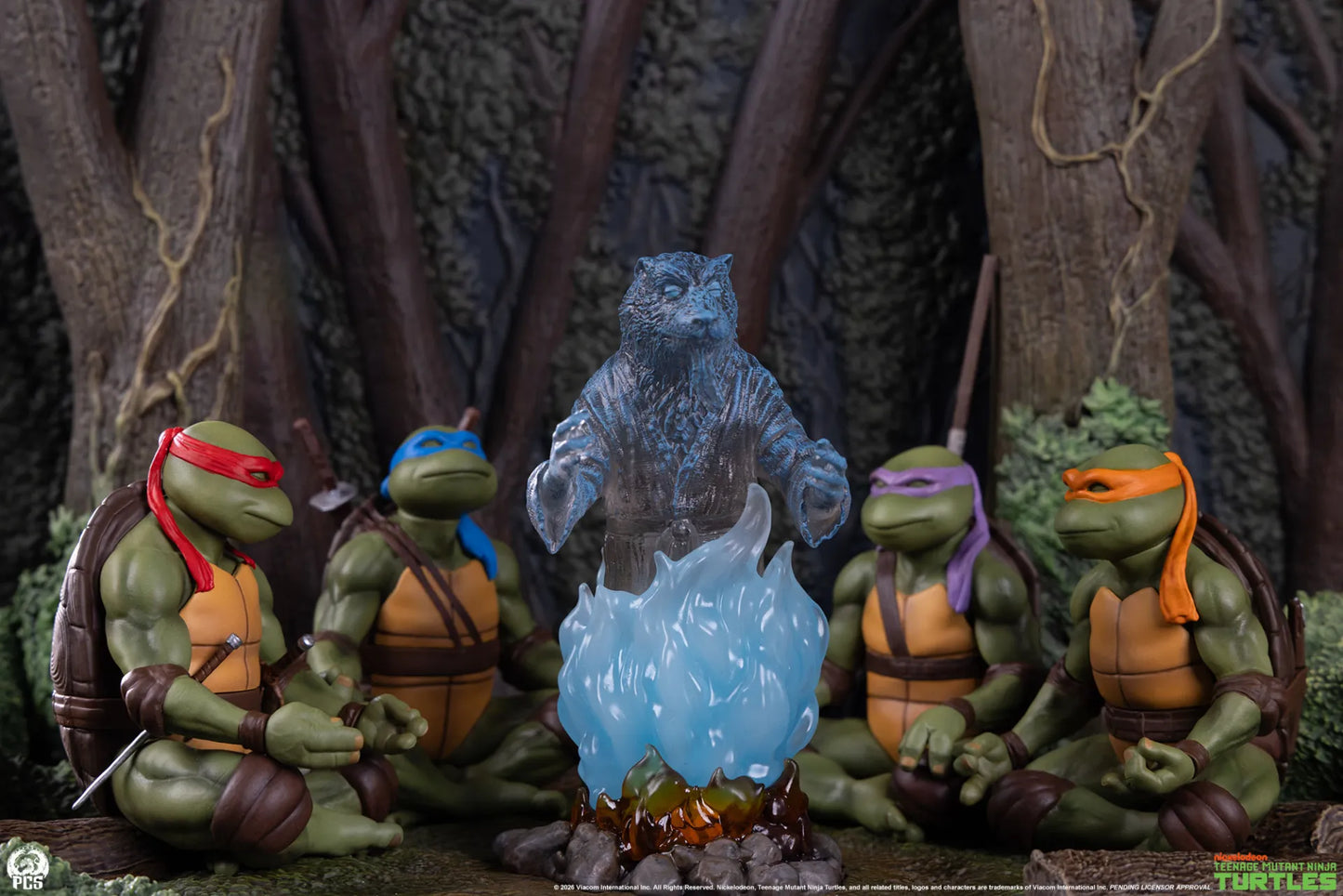 PCS - TEENAGE MUTANT NINJA TURTLES TEENAGE MUTANT NINJA TURTLES MOVIE MOMENTS SPLINTER'S SPIRIT MINI SCALE DIORAMA STATUA 35,6 × 22,9 × 22,9 cm
