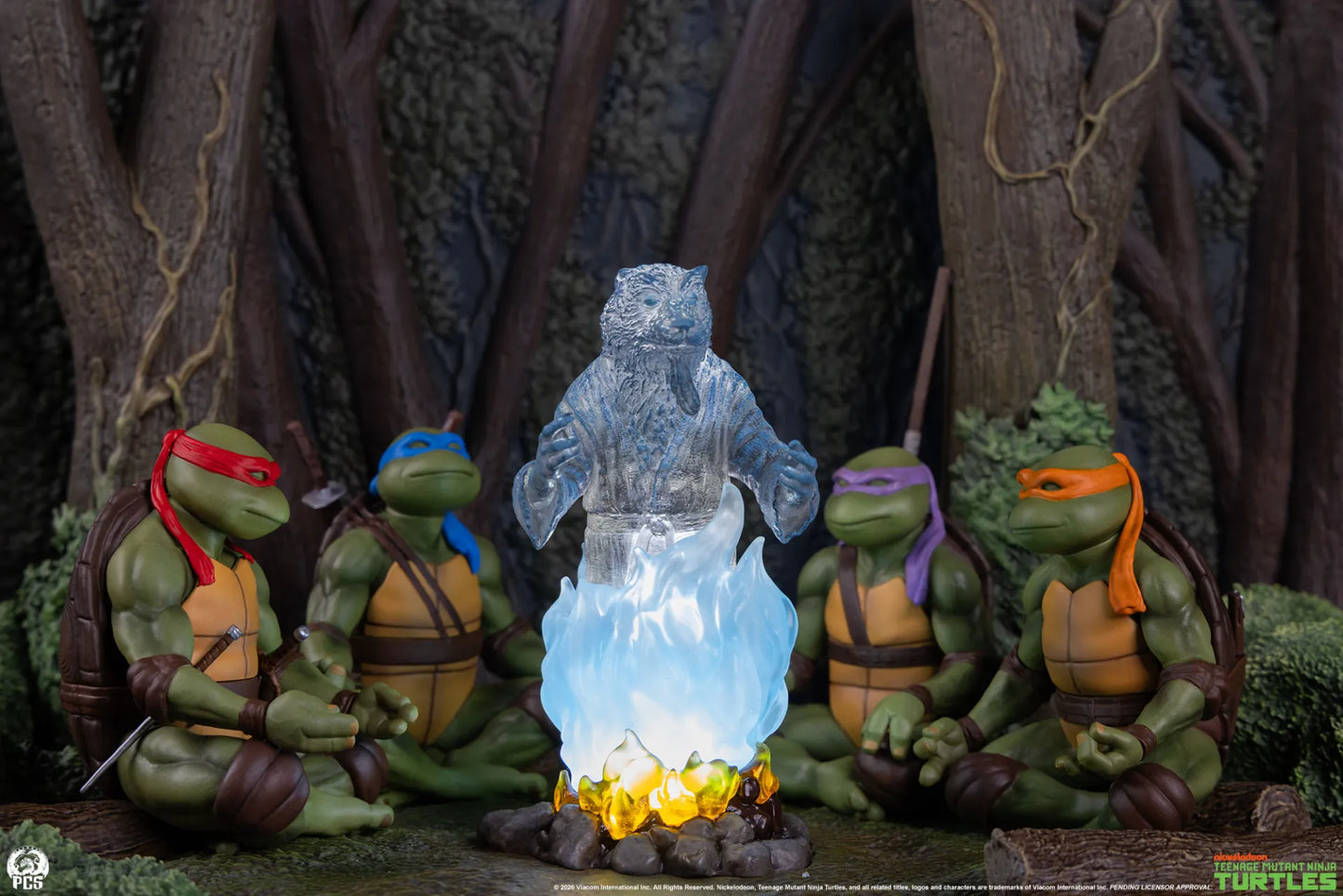 PCS - TEENAGE MUTANT NINJA TURTLES TEENAGE MUTANT NINJA TURTLES MOVIE MOMENTS SPLINTER'S SPIRIT MINI SCALE DIORAMA STATUA 35,6 × 22,9 × 22,9 cm