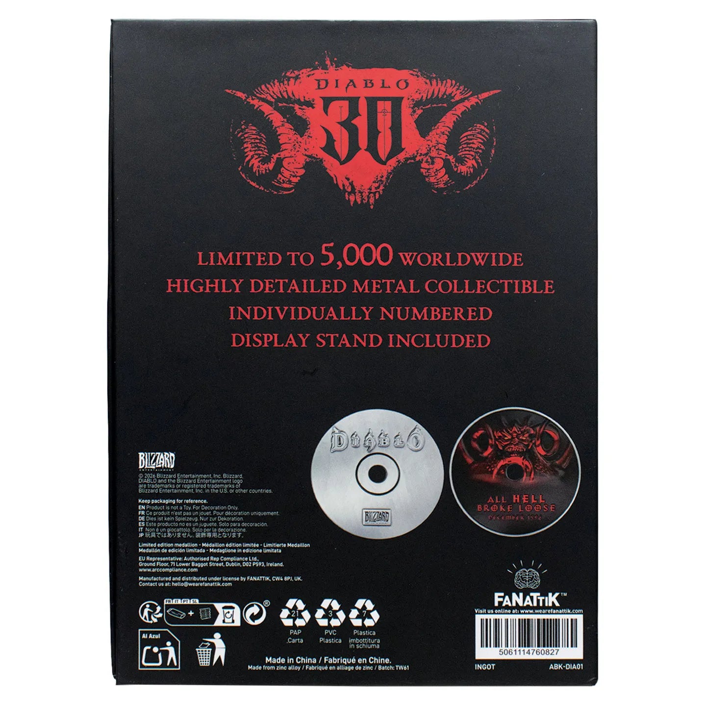 FANATTIK - DIABLO DIABLO 30TH ANNIVERSARY CD ROM LIMITED EDITION REPLICA 15x14x2.5 cm LIMITED EDITION