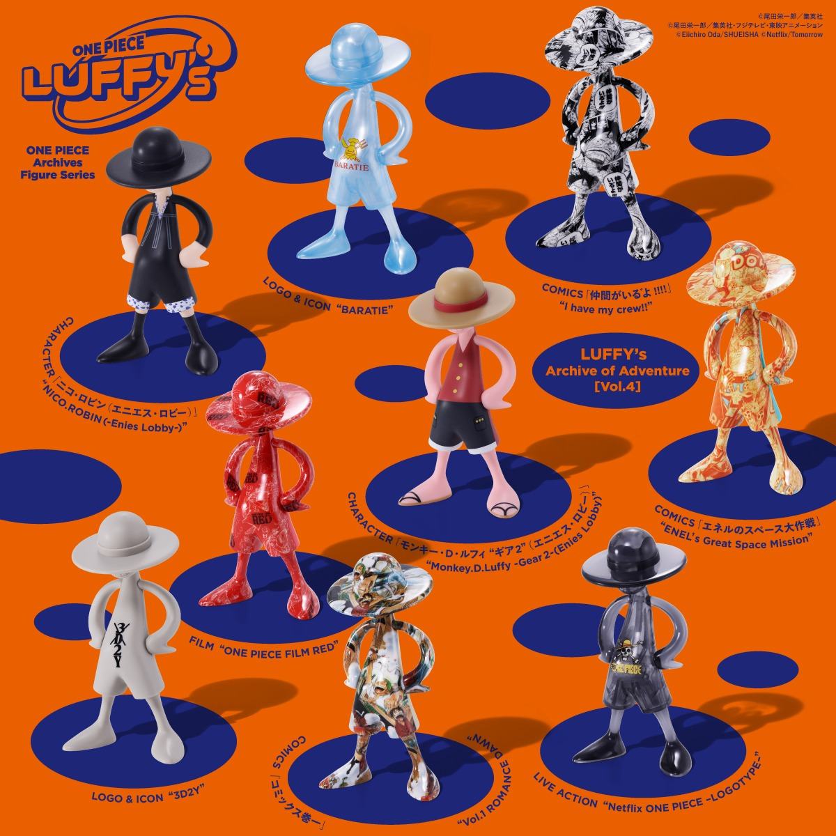 BANDAI LUFFY - ONE PIECE ARCHIVE ADVENTURE VOL. 4 DISPLAY (10) MINI FIGURA 8.5 cm