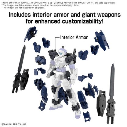 BANDAI - 30 MINUTES MISSIONS 30MM OPT PARTS SET 25 FULL ARMOR UNIT 3/MULTI-JOINT 1/144 MODEL KIT n.a.