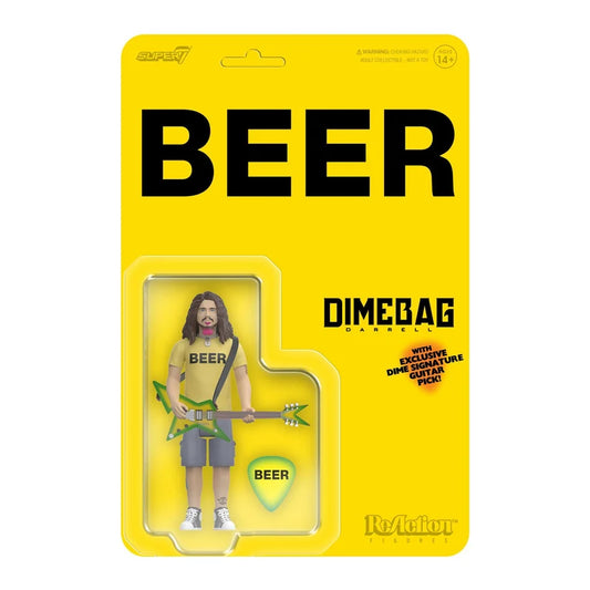 SUPER 7 DIMEBAG DARRELL BEER SHIRT RE ACTION FIGURE 10 cm