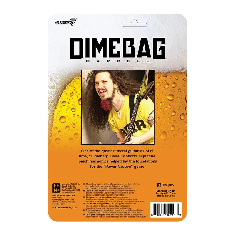 SUPER 7 DIMEBAG DARRELL BEER SHIRT RE ACTION FIGURE 10 cm