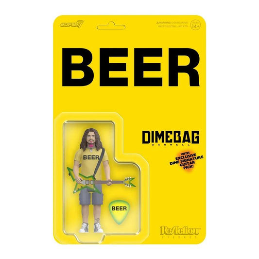 SUPER 7 DIMEBAG DARRELL BEER SHIRT RE ACTION FIGURE 10 cm