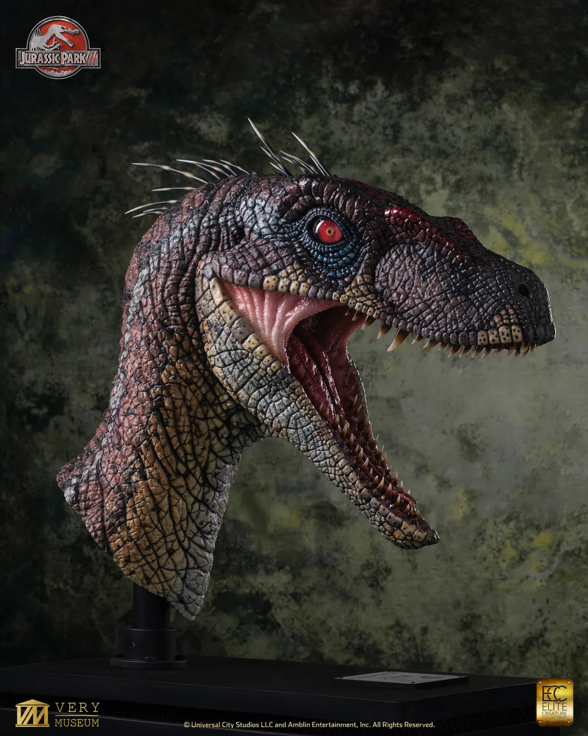 ELITE CREATURE COLLECTIBLES - JURASSIC PARK JURASSIC PARK 3 MALE ALPHA VELOCIRAPTOR BLOOD KNIGHT BUST BUSTO 83 cm