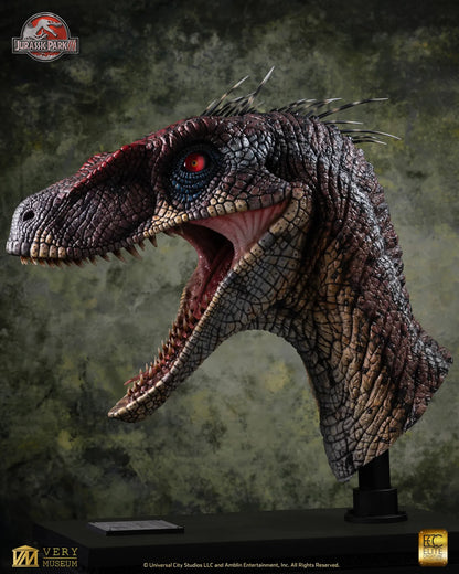 ELITE CREATURE COLLECTIBLES - JURASSIC PARK JURASSIC PARK 3 MALE ALPHA VELOCIRAPTOR BLOOD KNIGHT BUST BUSTO 83 cm