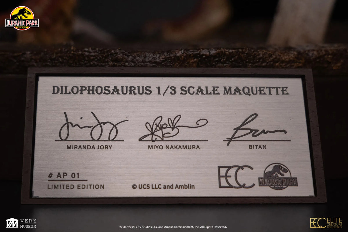 ELITE CREATURE COLLECTIBLES - JURASSIC PARK JURASSIC PARK DILOPHOSAURUS SCALE MAQUETTE 1/3 STATUA 62 cm