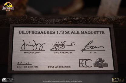 ELITE CREATURE COLLECTIBLES - JURASSIC PARK JURASSIC PARK DILOPHOSAURUS SCALE MAQUETTE 1/3 STATUA 62 cm