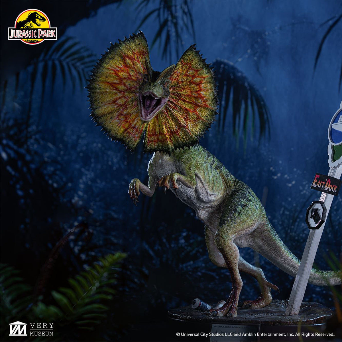 ELITE CREATURE COLLECTIBLES - JURASSIC PARK JURASSIC PARK DILOPHOSAURUS SCALE MAQUETTE 1/3 STATUA 62 cm