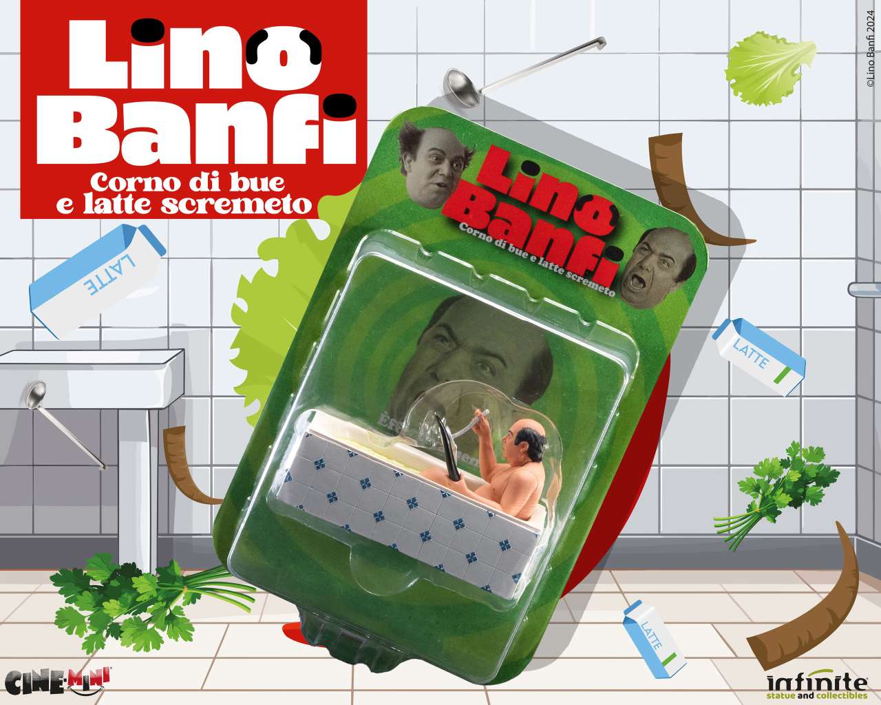 INFINITE STATUE LINO BANFI CORNO DI BUE E LATTE SCREMETO CINEMINI PVC MINI FIGURA 9.5 cm