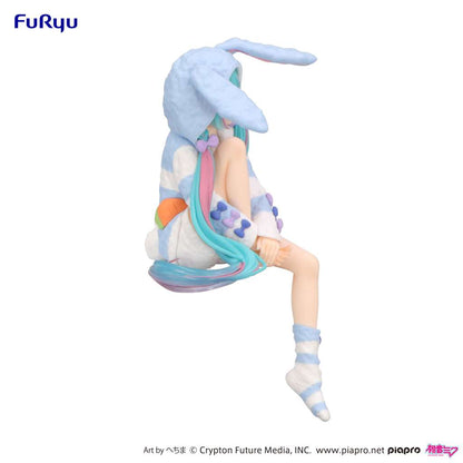 FURYU HATSUNE MIKU RABBIT EAR HOOD PAJAMA BLUE NOODLE STOPPER FIG FIGURA 14 cm