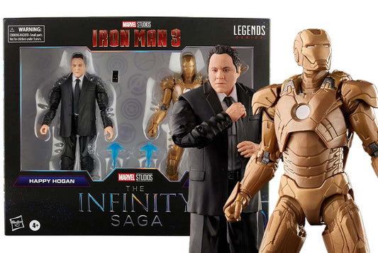 MARVEL THE INFINITY SAGA IRON MAN 3 HAPPY HOGAN E IRON MAN MARK XXI SET 2 FIGURES 15CM HASBRO