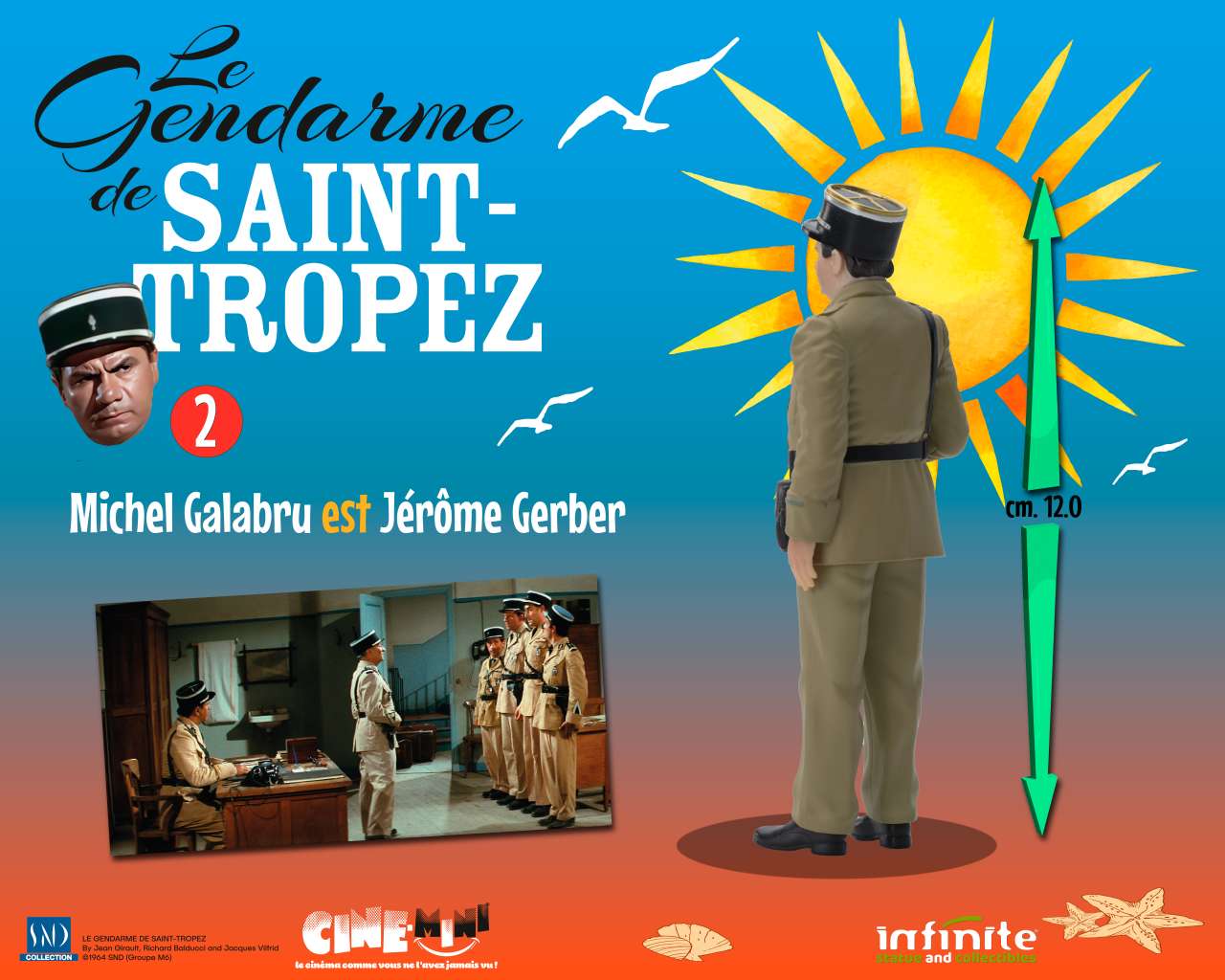 INFINITE STATUE LE GENDARME DE SAINT-TROPEZ #2 MICHEL GALABRU EST JEROME GERBER CINE-MINI PVC MINI FIGURA 10 cm