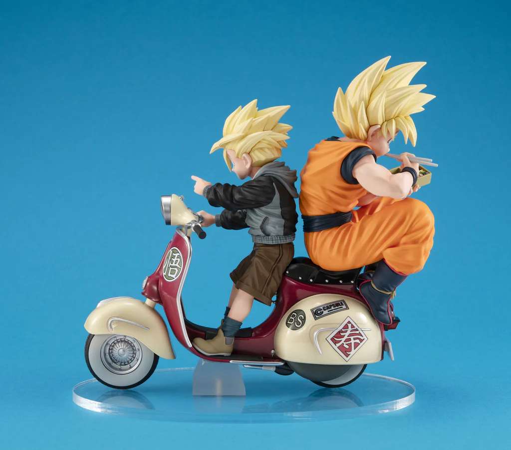 MEGAHOUSE SON GOKU & SON GOHAN DRAGON BALL Z DSK REAL MCCOY EX SUPER SAIYAN BIKE VER. STATUA 11 CM