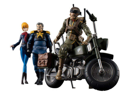 MOBILE SUIT GUNDAM G.M.G. ACTION FIGURES CON VEHICLE PRINCIPALITY OF ZEON TEAM RAMBA RAL SET 10 CM MEGAHOUSE