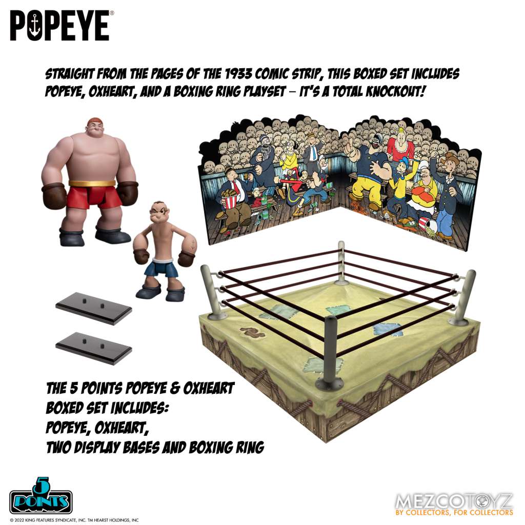 MEZCO TOYS 5 POINTS POPEYE & OXHEART BOX SET ACTION FIGURE 8 cm