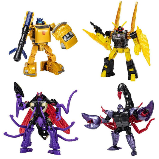 TRANSFORMERS GENERATIONS LEGACY BUZZWORTHY BUMBLEBEE ACTION FIGURA 4-PACK CREATURES COLLIDE HASBRO