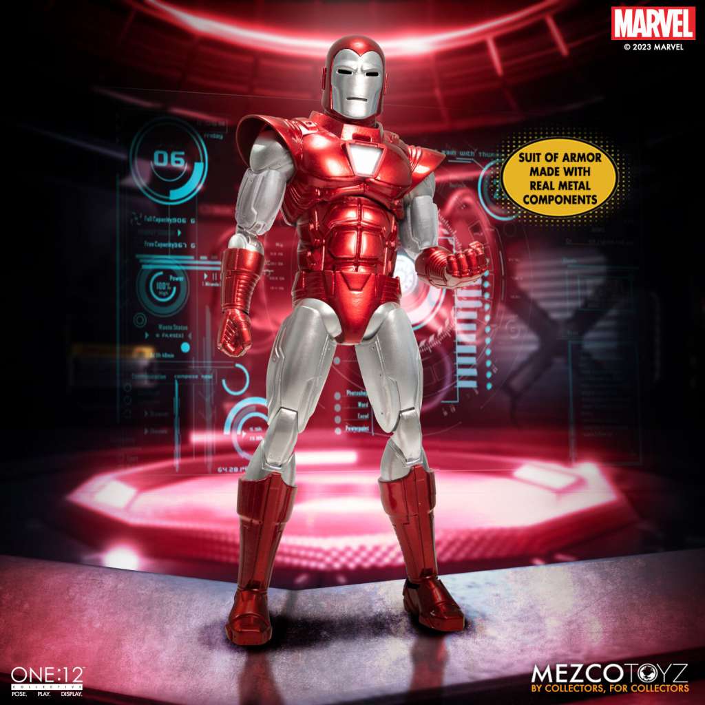 MEZCO TOYS ONE 12 COLL IRON MAN SILVER CENTURION AF ACTION FIGURE 17 cm
