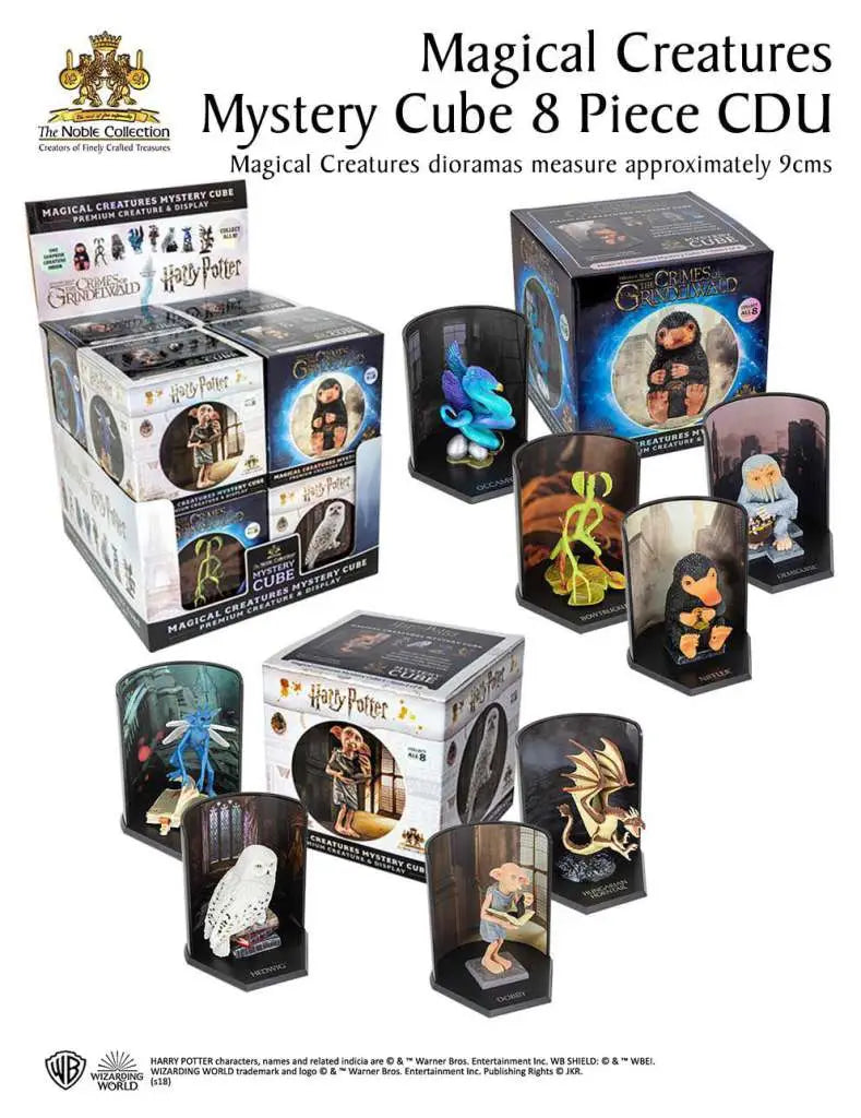 NOBLE COLLECTIONS HP MAGICAL CREATURES MYSTERY CUBE (8) DIORAMA 9 cm