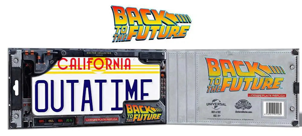DOCTOR COLLECTOR BTTF OUTATIME LICENCE PLATE REPLICA