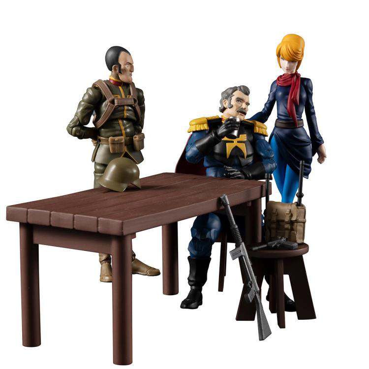 MOBILE SUIT GUNDAM G.M.G. ACTION FIGURES CON VEHICLE PRINCIPALITY OF ZEON TEAM RAMBA RAL SET 10 CM MEGAHOUSE