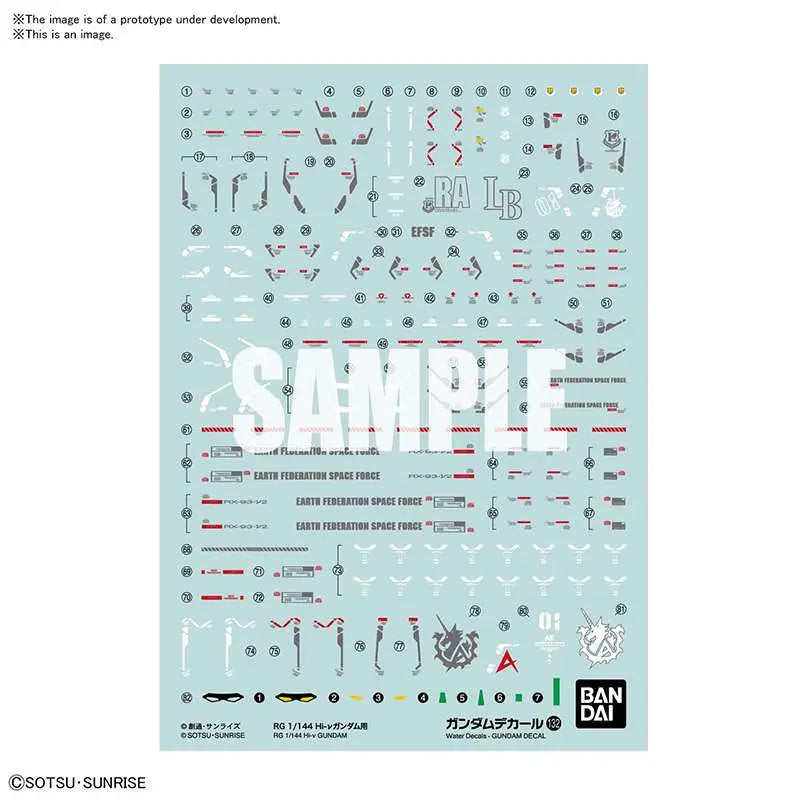 BANDAI - GUNDAM RG DECAL 132 GUNDAM HI-NU 1/144 MODEL KIT