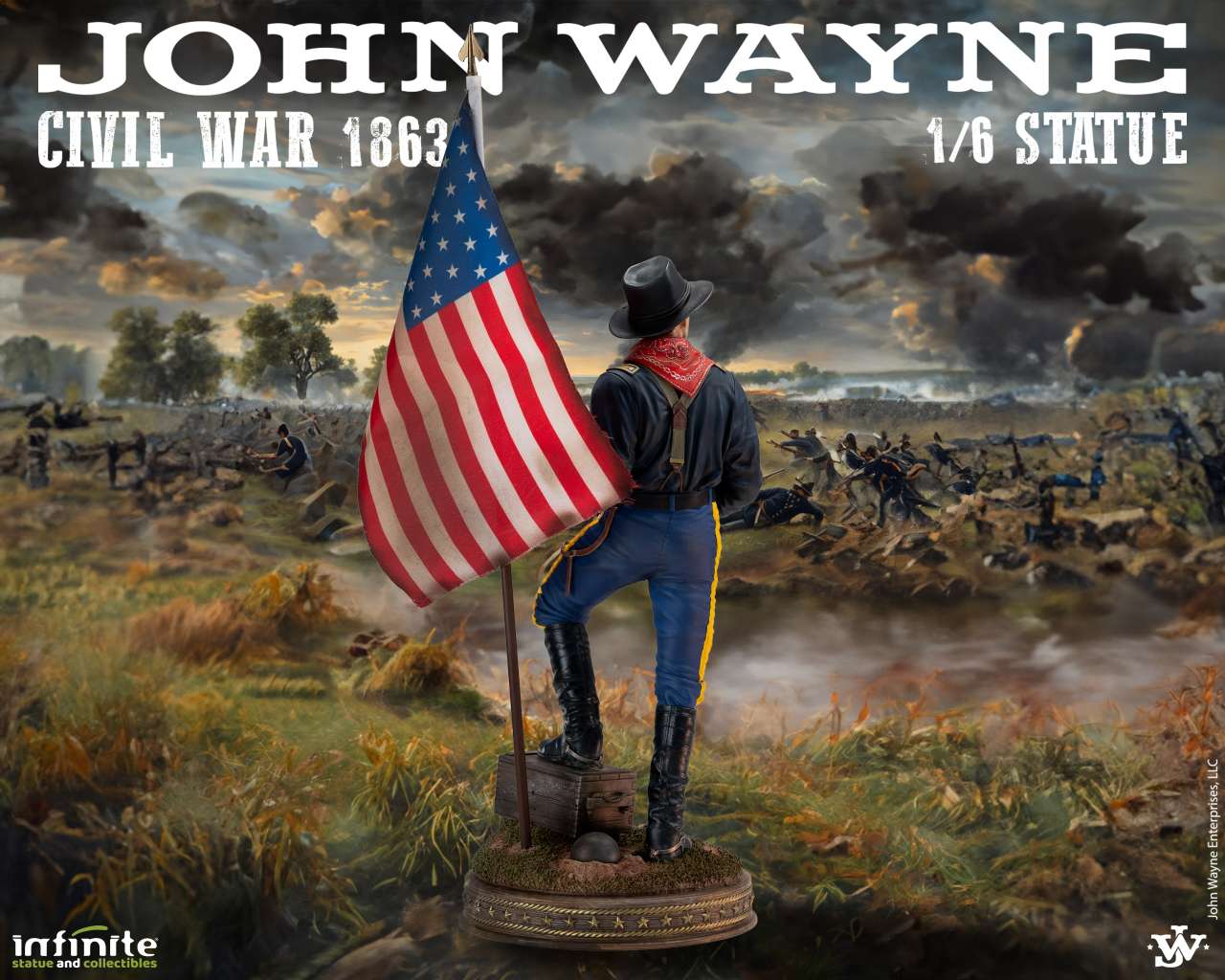 INFINITE STATUE JOHN WAYNE CIVIL WAR 1863 1/6 STATUA 48 h x 15 x 15 cm / 18.90 h x 5.90 x 5.90 inch