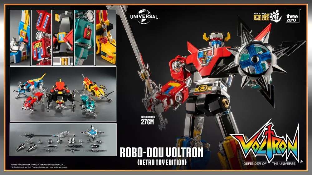VOLTRON: DEFENDER OF THE UNIVERSE ROBO-DOU ACTION FIGURA VOLTRON RETRO TOY EDITION 27 CM THREEZERO