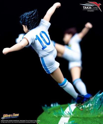 TAKA CORP CAPTAIN TSUBASA CLASSIC OLIVIER ATTON & BEN BECKER GOLDEN TWIN SHOT RESIN STATUA 30 cm