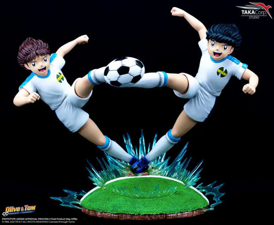 TAKA CORP CAPTAIN TSUBASA CLASSIC OLIVIER ATTON & BEN BECKER GOLDEN TWIN SHOT RESIN STATUA 30 cm
