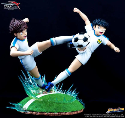 TAKA CORP CAPTAIN TSUBASA CLASSIC OLIVIER ATTON & BEN BECKER GOLDEN TWIN SHOT RESIN STATUA 30 cm