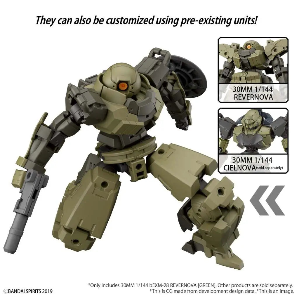 BANDAI 30MM BEXM-28 REVERNOVA GREEN 1/144 MODEL KIT 10 cm
