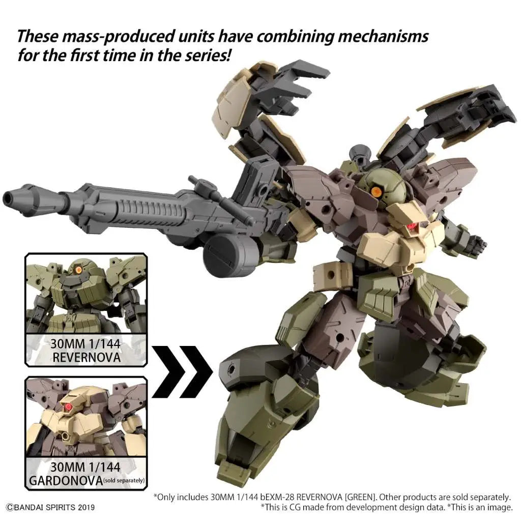 BANDAI 30MM BEXM-28 REVERNOVA GREEN 1/144 MODEL KIT 10 cm