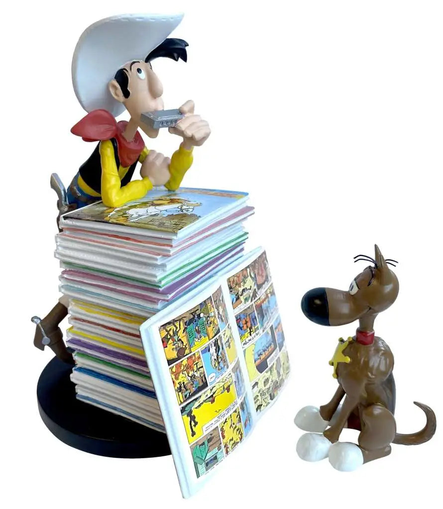 LUCKY LUKE & RANTANPLAN PILE OF COMICS COLLECTOR FIGURE