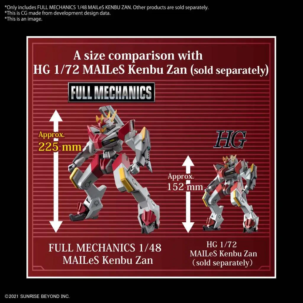 BANDAI FULL MECHANICS MAILES KENBU ZAN 1/48 MODEL KIT 17 cm