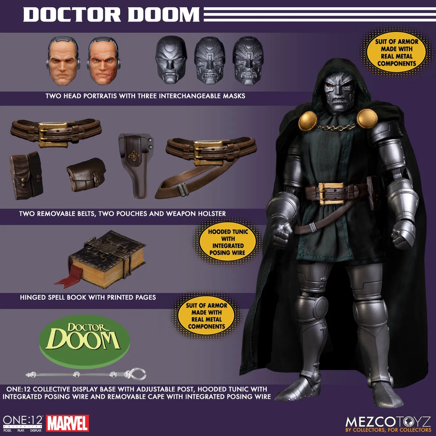 MEZCO TOYS ONE 12 COLLECTIVE DOCTOR DOOM AF ACTION FIGURE 17 cm